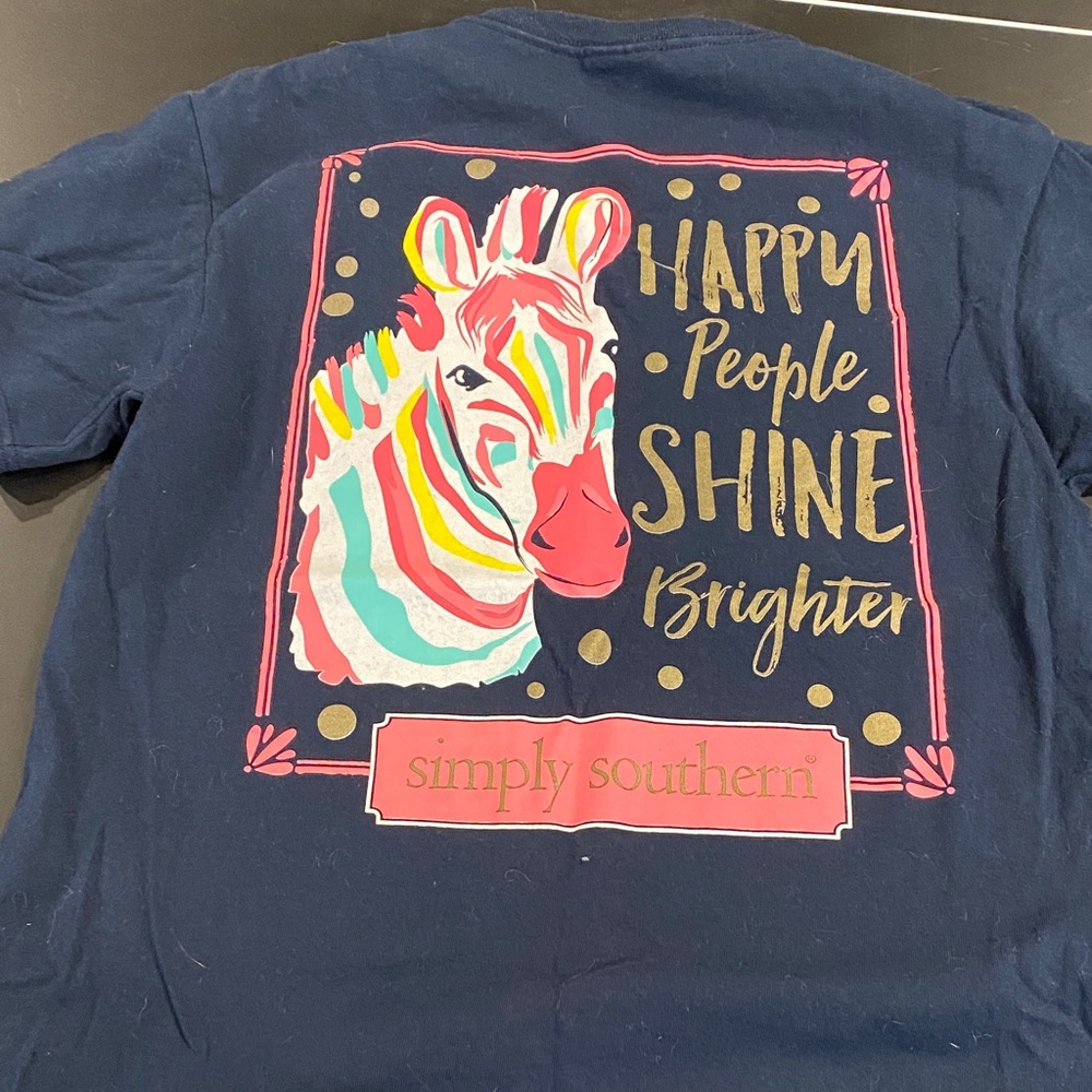 Simply Southern Kids Colorful Zebra Tee - Navy